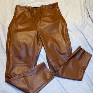 Zara Brown Faux Leather High Waisted Leggings